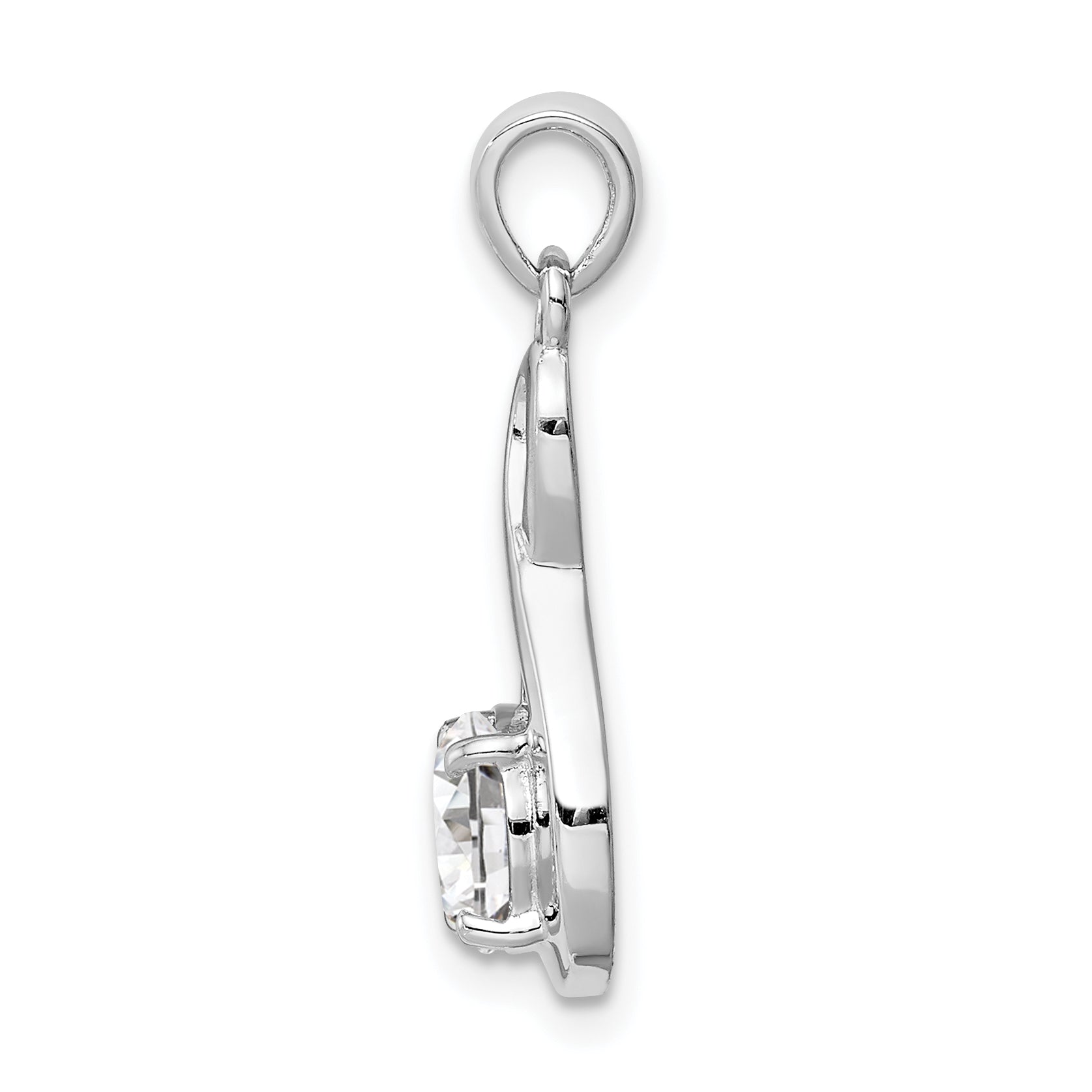 Sterling Silver Rhodium-Plated 6.5mm Cz Teardrop Pendant