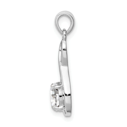 Sterling Silver Rhodium-Plated 6.5mm Cz Teardrop Pendant