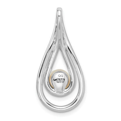 Sterling Silver Rhodium-Plated Brushed & Polished (6-7mm) Fwc Pearl Teardro
