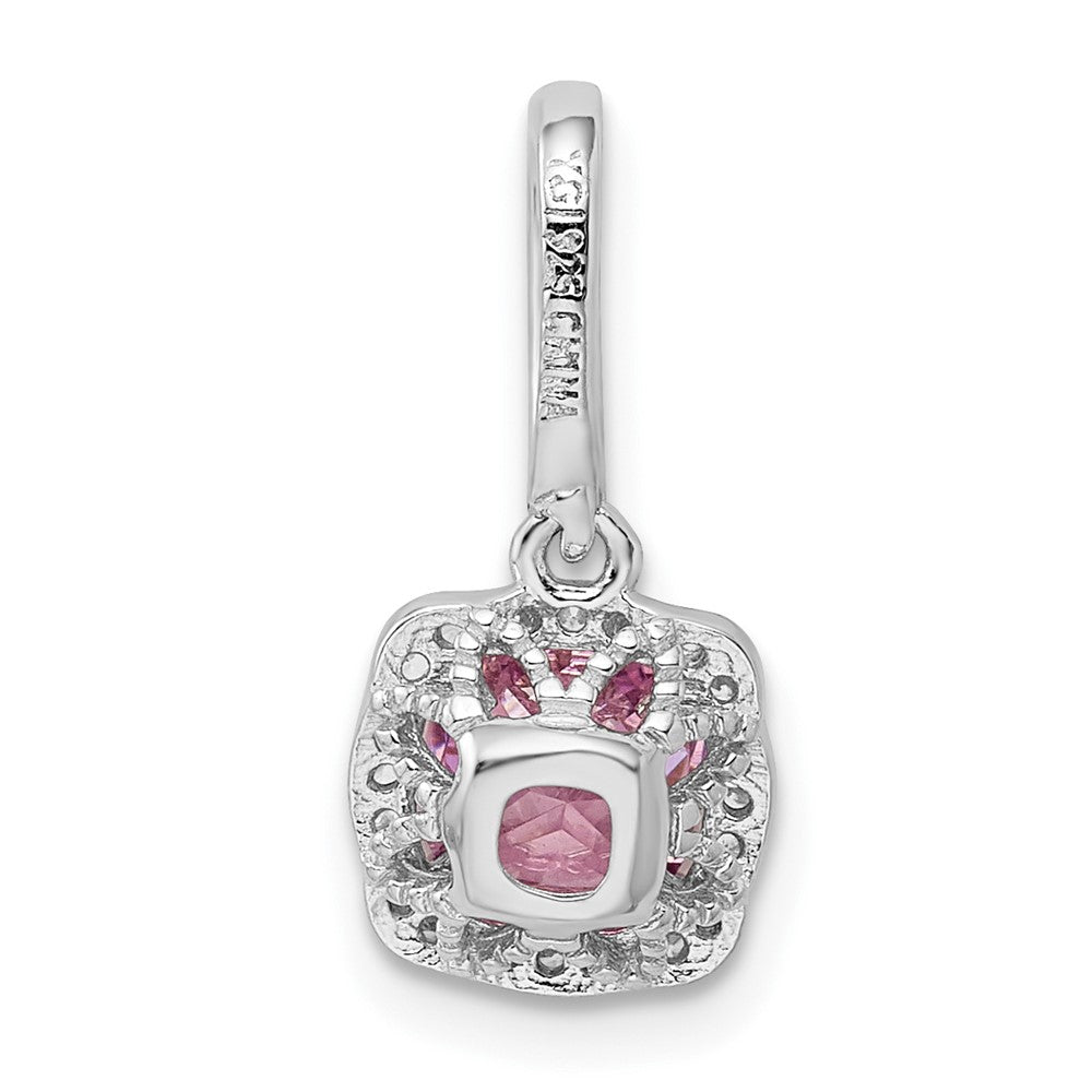 Sterling Silver Rhodium-Plated Pink & White Cz Slide