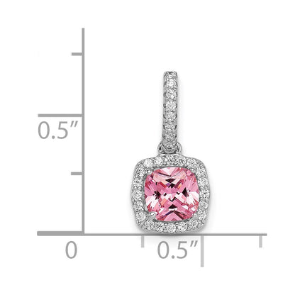 Sterling Silver Rhodium-Plated Pink & White Cz Slide