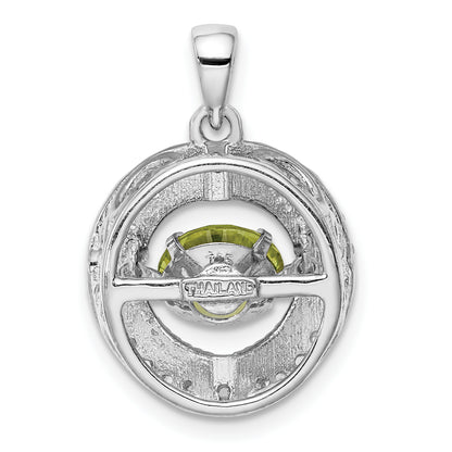 Sterling Silver White Topaz & Vibrant Peridot Circle Pendant