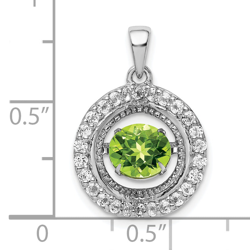 Sterling Silver White Topaz & Vibrant Peridot Circle Pendant