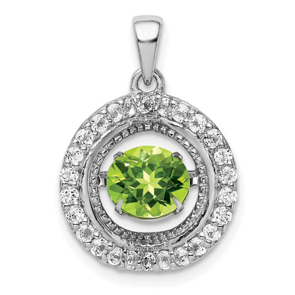 Sterling Silver White Topaz & Vibrant Peridot Circle Pendant