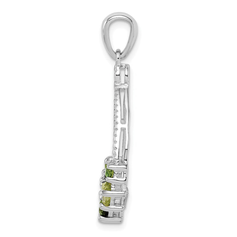 Sterling Silver Rhodium Plated Chrome Diopside And Peridot Pendant