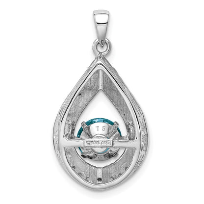 Sterling Silver White Topaz & Vibrant Light Swiss Blue Topaz Pendant
