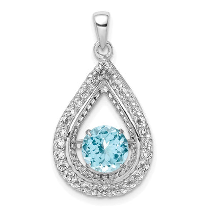 Sterling Silver White Topaz & Vibrant Light Swiss Blue Topaz Pendant