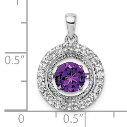 Sterling Silver White Topaz & Vibrant Amethyst Circle Pendant