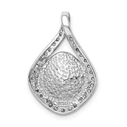Sterling Silver Rh-Plated Clear/Golden Crystal Teardrop Pendant