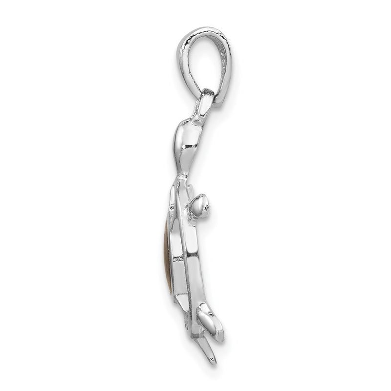 Sterling Silver Rhodium-Plated Abalone Turtle Pendant