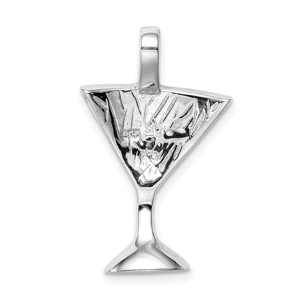 Sterling Silver Rhodium-Plated Larimar Martini Glass Pendant