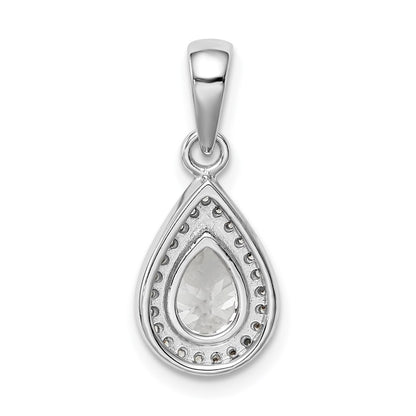 Sterling Silver Rhodium Plated Cz Pendant