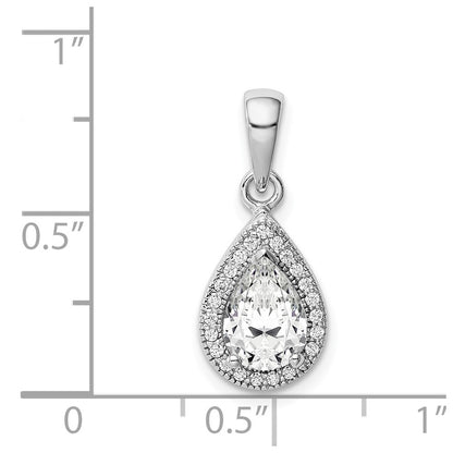 Sterling Silver Rhodium Plated Cz Pendant