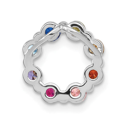 Sterling Silver Prizma Rhodium-Plated Colorful Cz Circle Chain Slide