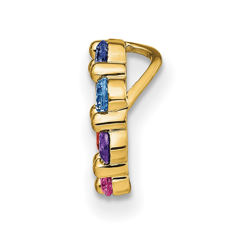 Sterling Silver Prizma Gold-Tone 14K Flash Gold-Plated Colorful Cz Circle Chain Slide