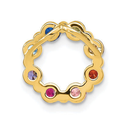 Sterling Silver Prizma Gold-Tone 14K Flash Gold-Plated Colorful Cz Circle Chain Slide