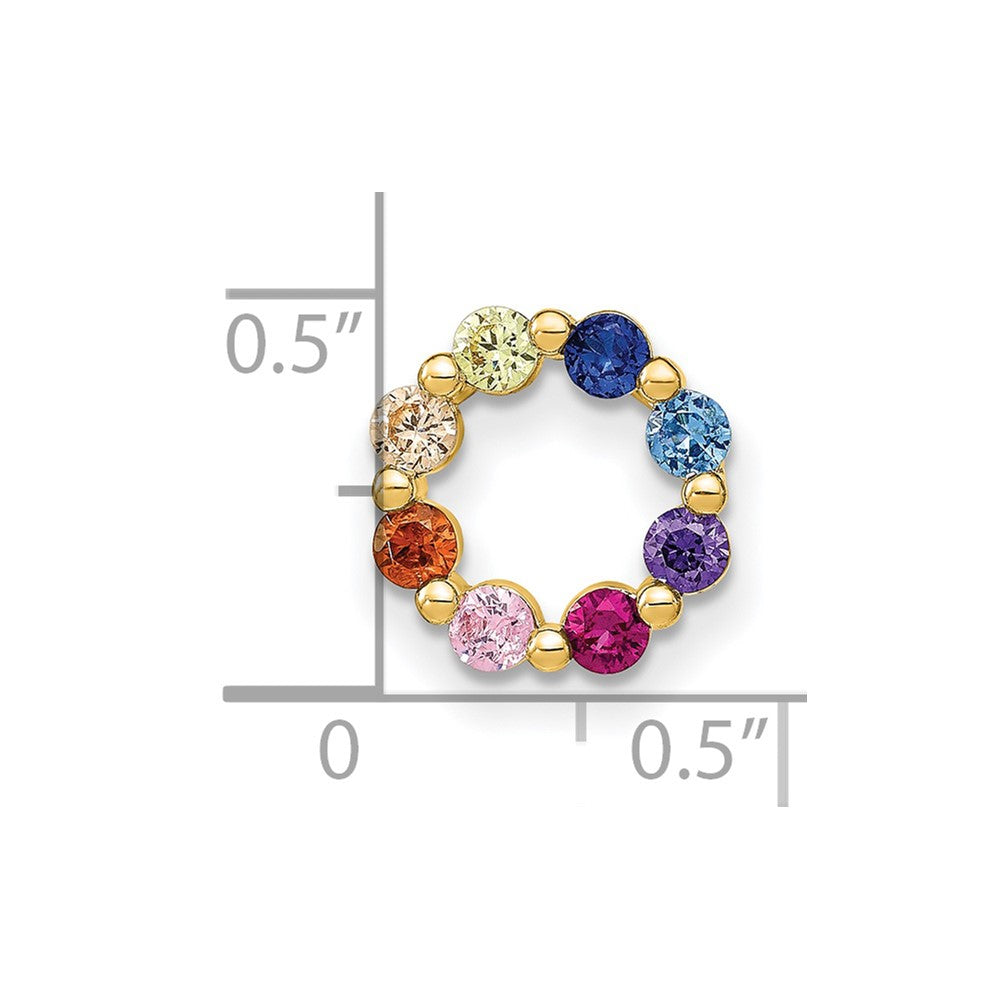 Sterling Silver Prizma Gold-Tone 14K Flash Gold-Plated Colorful Cz Circle Chain Slide