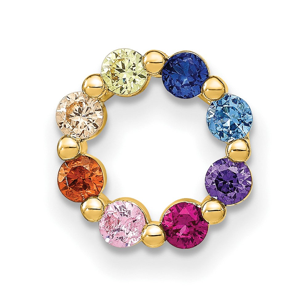 Sterling Silver Prizma Gold-Tone 14K Flash Gold-Plated Colorful Cz Circle Chain Slide