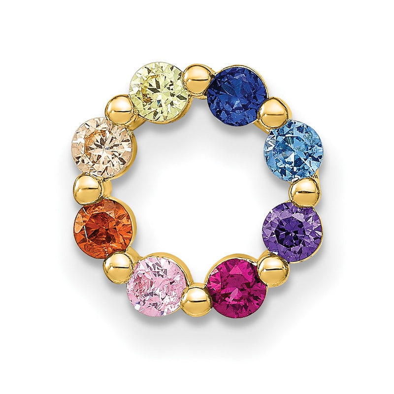 Sterling Silver Prizma Gold-Tone 14K Flash Gold-Plated Colorful Cz Circle Chain Slide