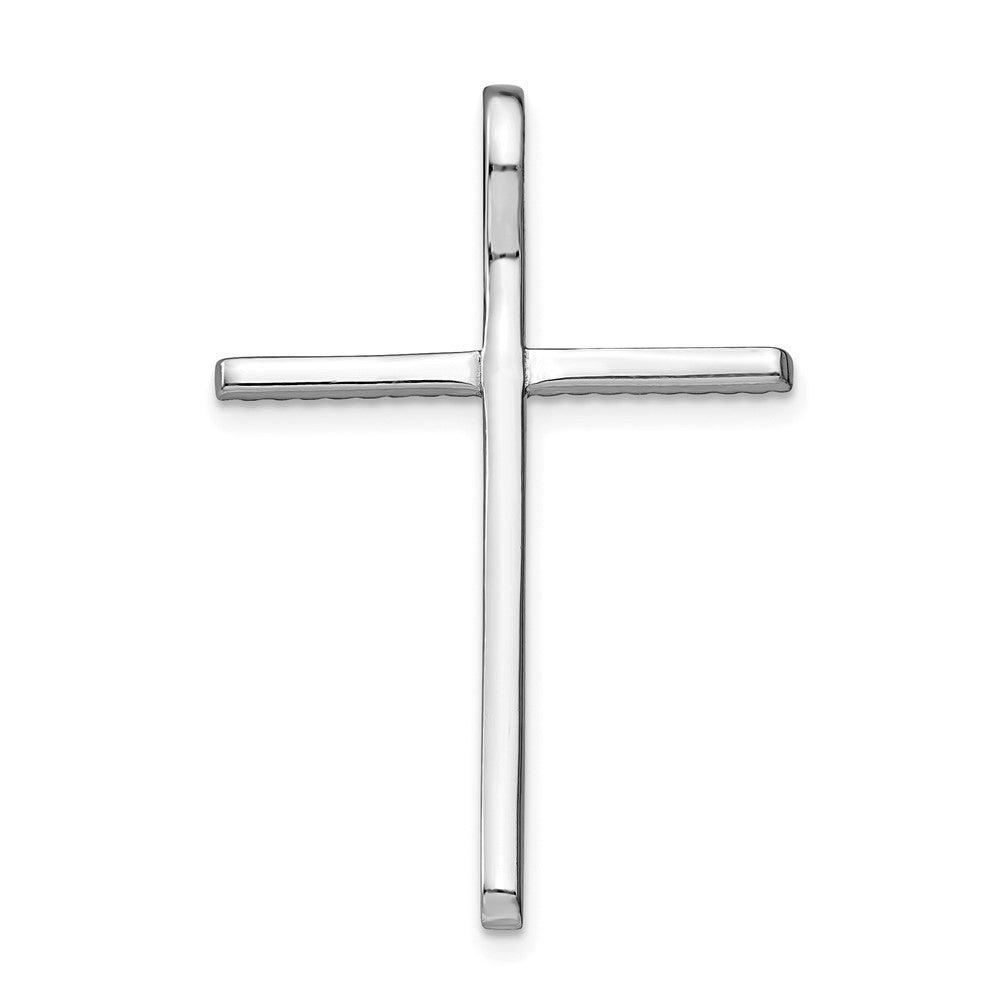 Sterling Silver Prizma Rhodium-Plated Colorful Cz Cross Chain Slide