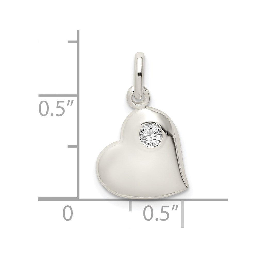 Sterling Silver Cz Heart Pendant