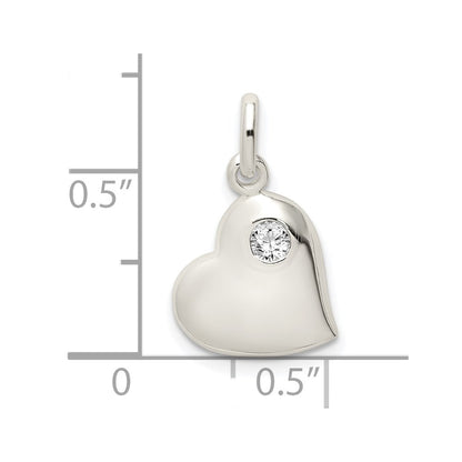 Sterling Silver Cz Heart Pendant