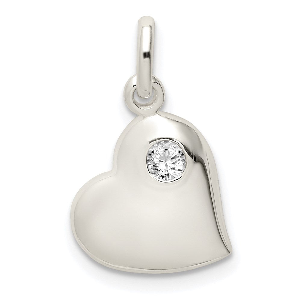 Sterling Silver Cz Heart Pendant
