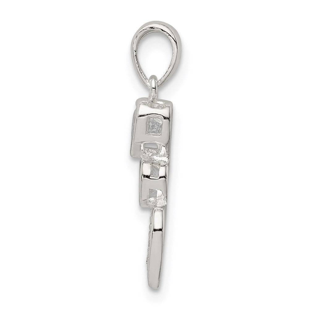 Sterling Silver Cz Hearts Pendant