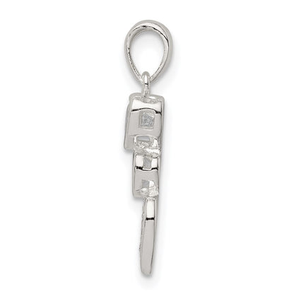 Sterling Silver Cz Hearts Pendant