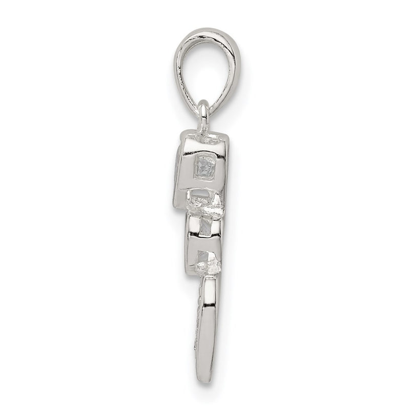 Sterling Silver Cz Hearts Pendant