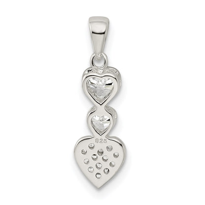 Sterling Silver Cz Hearts Pendant