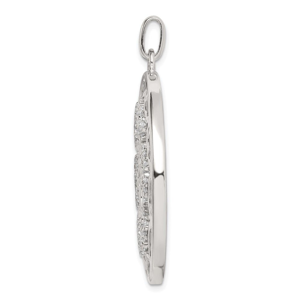 Sterling Silver Cz Hearts Circle Pendant