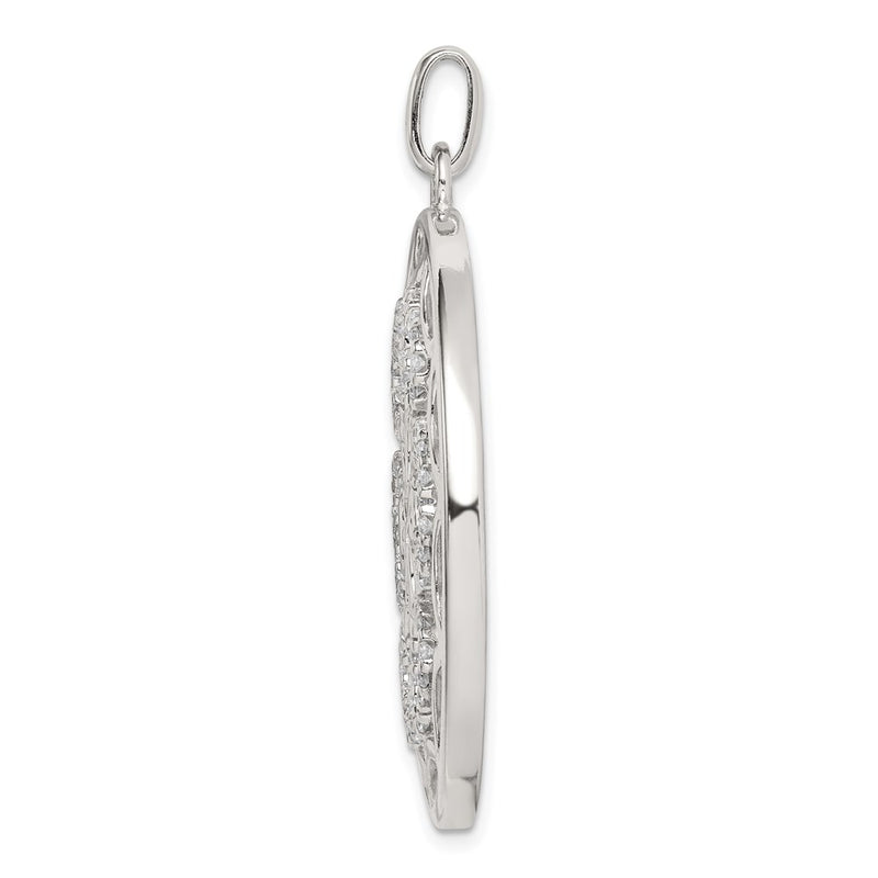 Sterling Silver Cz Hearts Circle Pendant