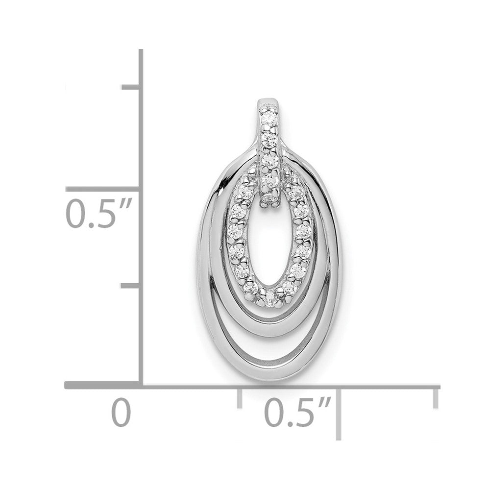 Sterling Silver Rhodium-Plated Cz 3-Oval Chain Slide