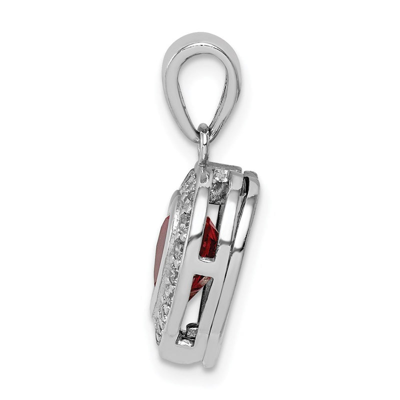 Sterling Silver Rhodium Plated Interchangeable Cz Heart Pendant