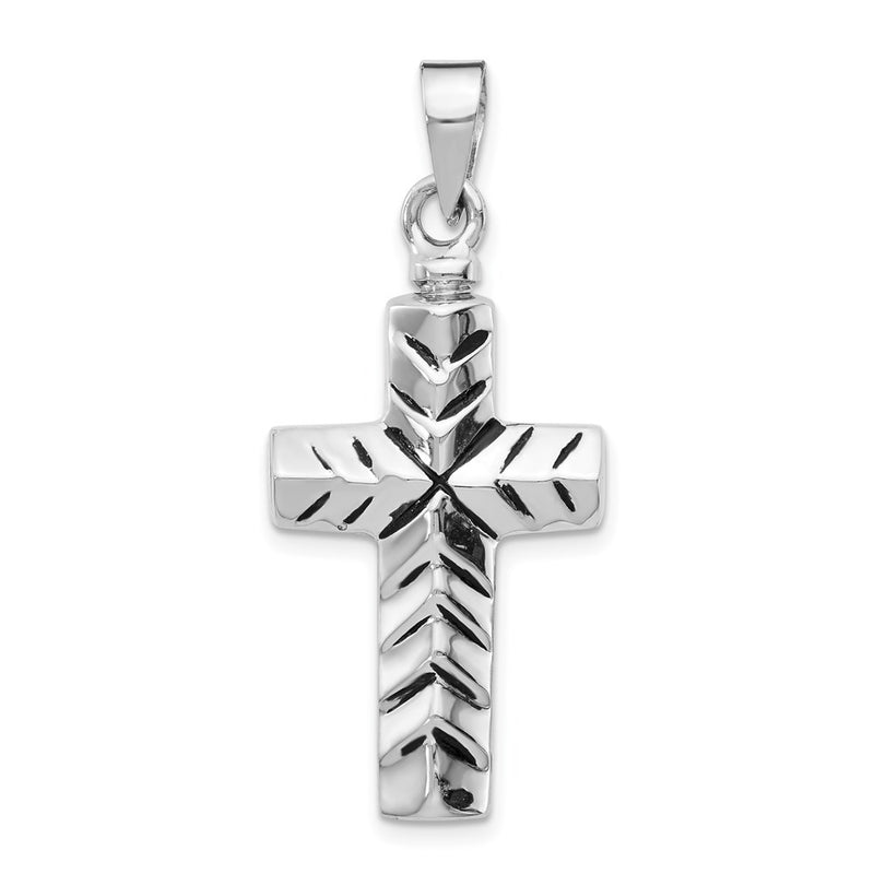 Sterling Silver Rhodium-Plated Enameled Cross Ash Holder Pendant