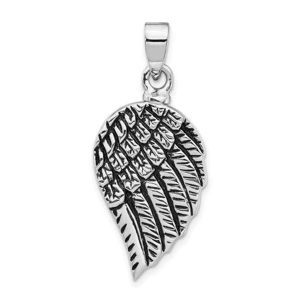 Sterling Silver Rhodium-Plated Enameled Angel Wing Ash Holderpendant