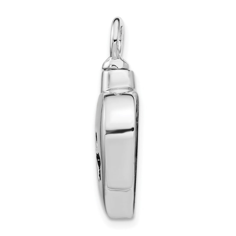 Sterling Silver Rhodium-Plated Enameled Paw Prints Heart Ash Holder
