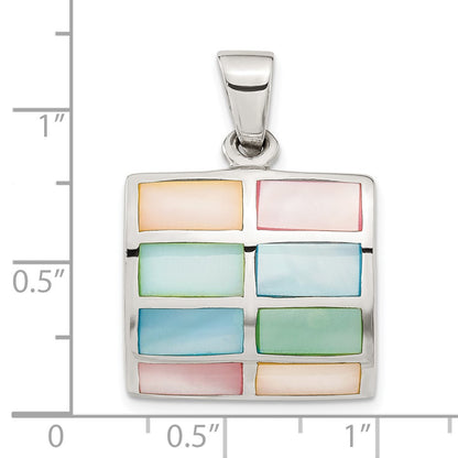Sterling Silver Multicolored Mother Of Pearl Pendant