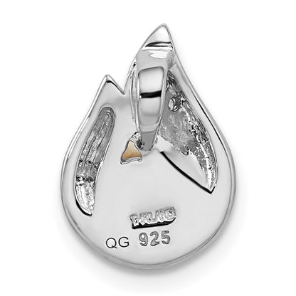 Sterling Silver Rhodium-Plated Cz (8-9mm) Button Fwc Pearl Slide