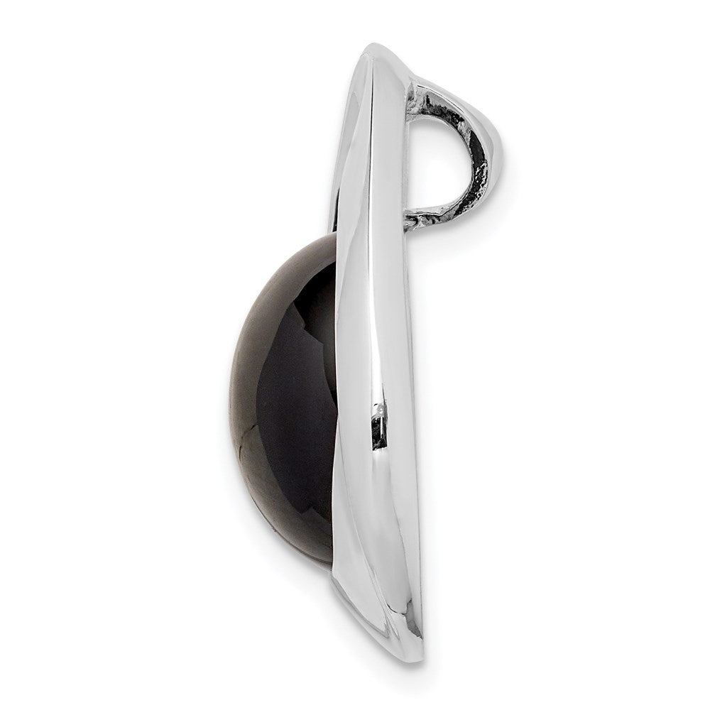 Sterling Silver Rhodium-Plated Polished Onyx Teardrop Slide