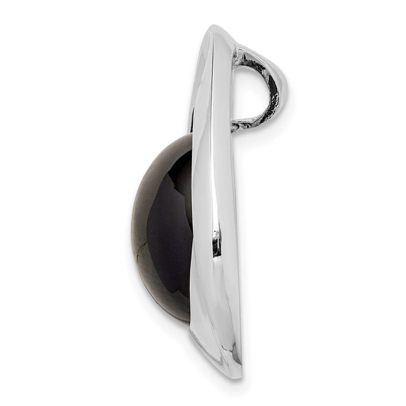 Sterling Silver Rhodium-Plated Polished Onyx Teardrop Slide
