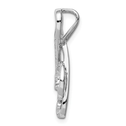 Sterling Silver Rhodium-Plated Polished Cz Treble Clef Slide