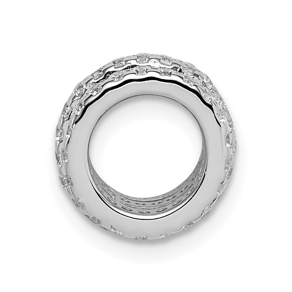 Sterling Silver Rhodium Plated Cz Slide