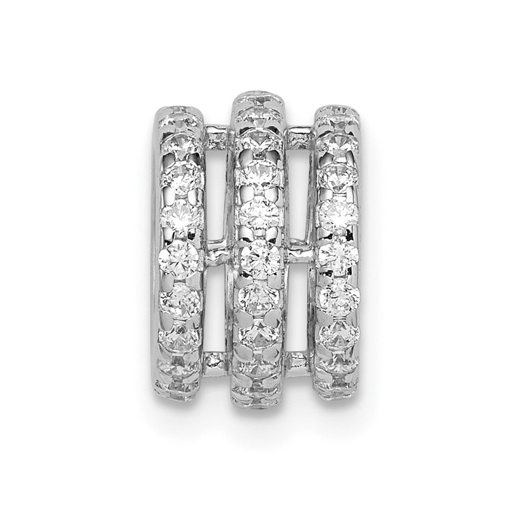 Sterling Silver Rhodium Plated Cz Slide