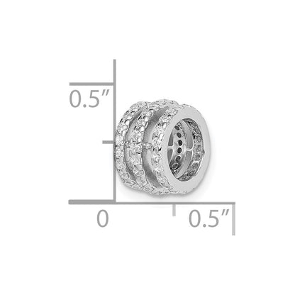 Sterling Silver Rhodium Plated Cz Slide