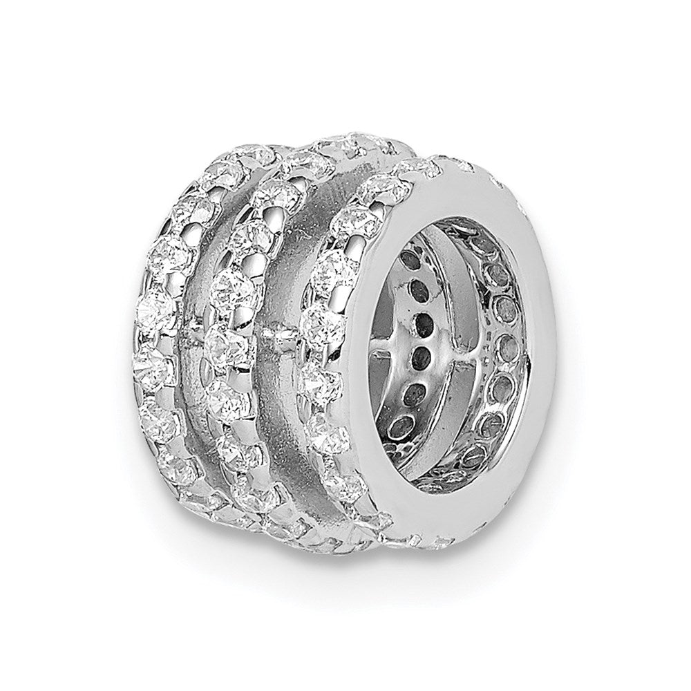Sterling Silver Rhodium Plated Cz Slide