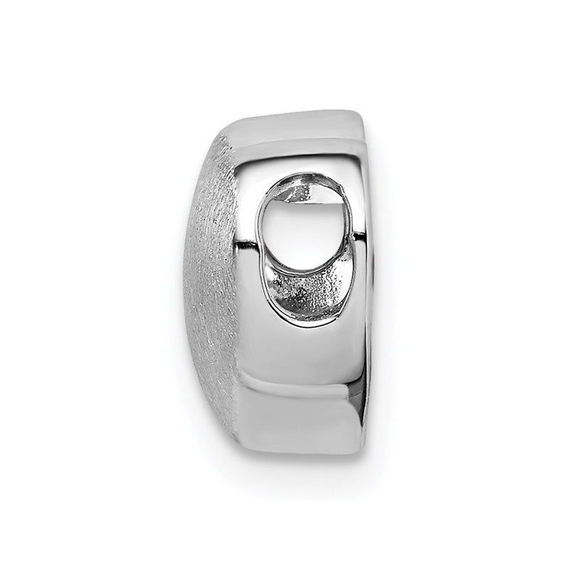 Sterling Silver Rhodium-Plated Scratch Finish Heart Chain Slide