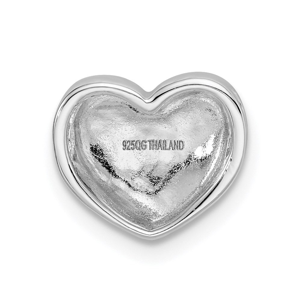 Sterling Silver Rhodium-Plated Scratch Finish Heart Chain Slide