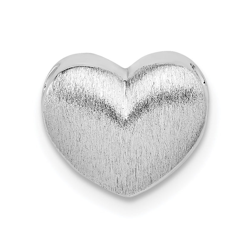 Sterling Silver Rhodium-Plated Scratch Finish Heart Chain Slide